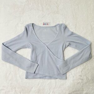 Hollister Soft Blue Ribbed Long Sleeve Top